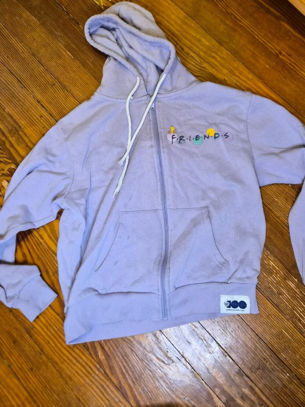 WB 100 Looney Tunes Friends Crossover Zip Up Hoodie Lilac XS